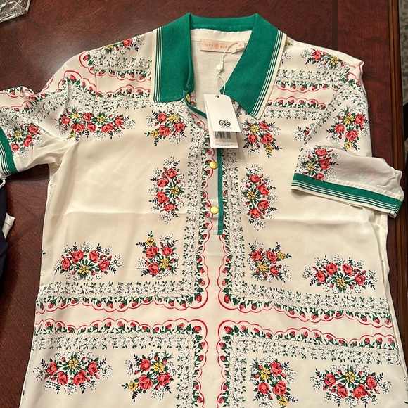 Tory Burch Floral Polo Shirt, new with tags. - Picture 2 of 6
